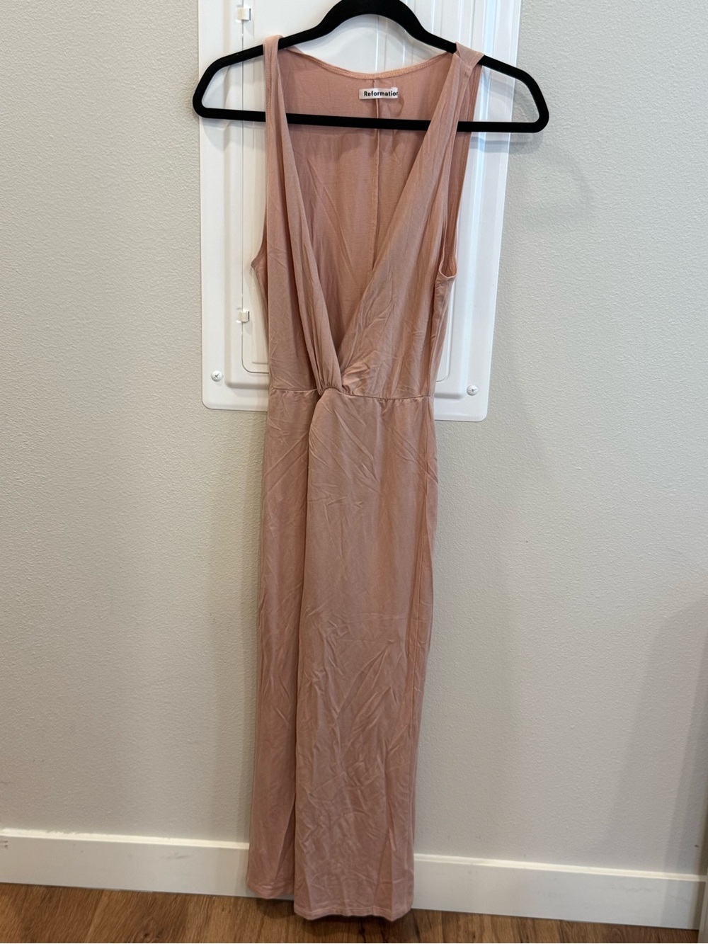 Reformation Fortuna Dress - Mauve Blush V‑Neck Twist Maxi Dress